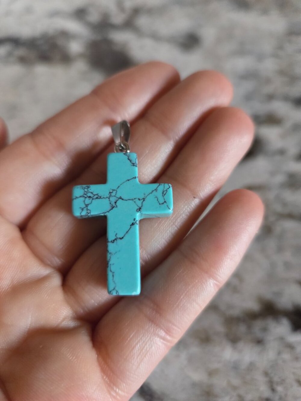 Turquoise Cross Pendant - Picture 2 of 4